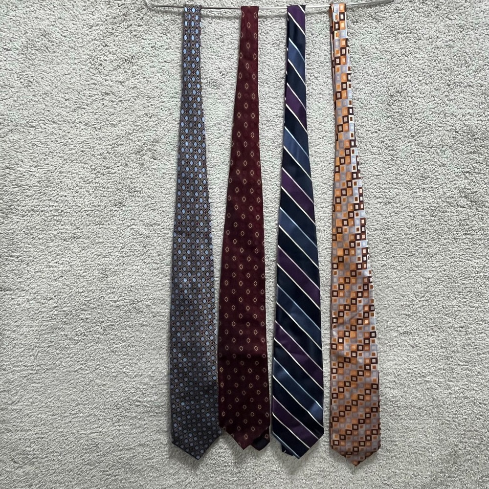 Trussini Cravatte Tie Men's Multicolor Geometric‎ 100% Silk Designer Lot of 4